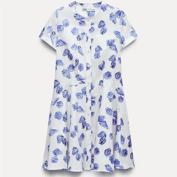 Zara limited edition printed short cotton dress ZW collection - Picture 4 of 7